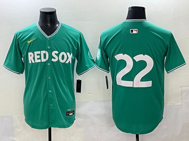 Men 2025 Boston Red Sox 22 No Name Green Joint Name Nike MLB Jersey style 1